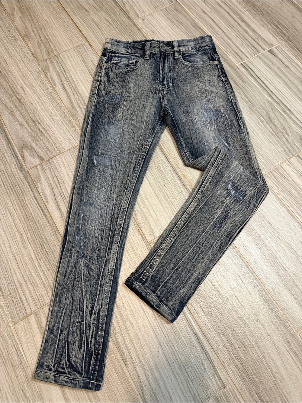 Kids Black Washed Slim Fit Jeans
